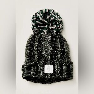 New Free People Pow Party Reflective Beanie - White/Black Combo One Size